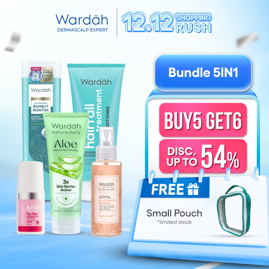 [BUY 5 GET 6] Wardah Dermascalp Expert Paket Lengkap Shampoo, Conditioner, Aloe Gel, Body Mist & War