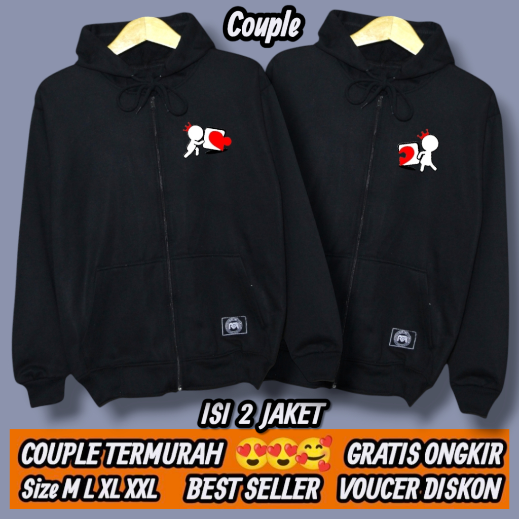 Jaket couple pasangan TERBARU LUCU / jaket couple resleting / jaket couple zipper  / Hodie couple pa