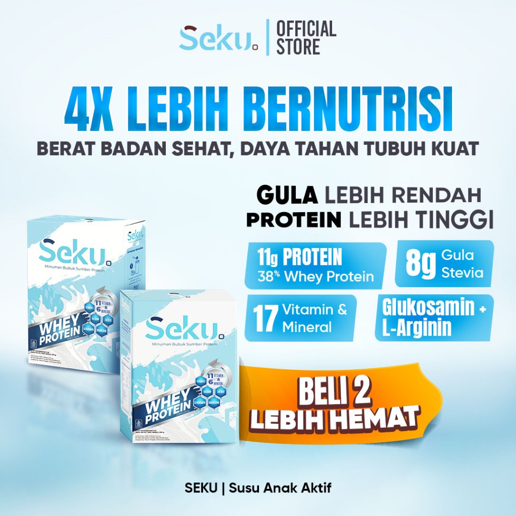 SEKU LOW SUGAR ORIGINAL - PAKET HEMAT| Susu Penambah Berat Badan Anak | Whey Protein - Rendah Gula -