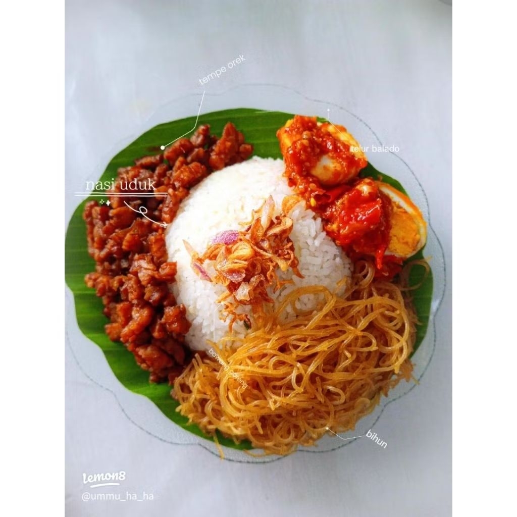 Nasi Uduk Bihun Orek Tempe Telur Balado Siap Saji Lauk Mateng Menu Sarapan