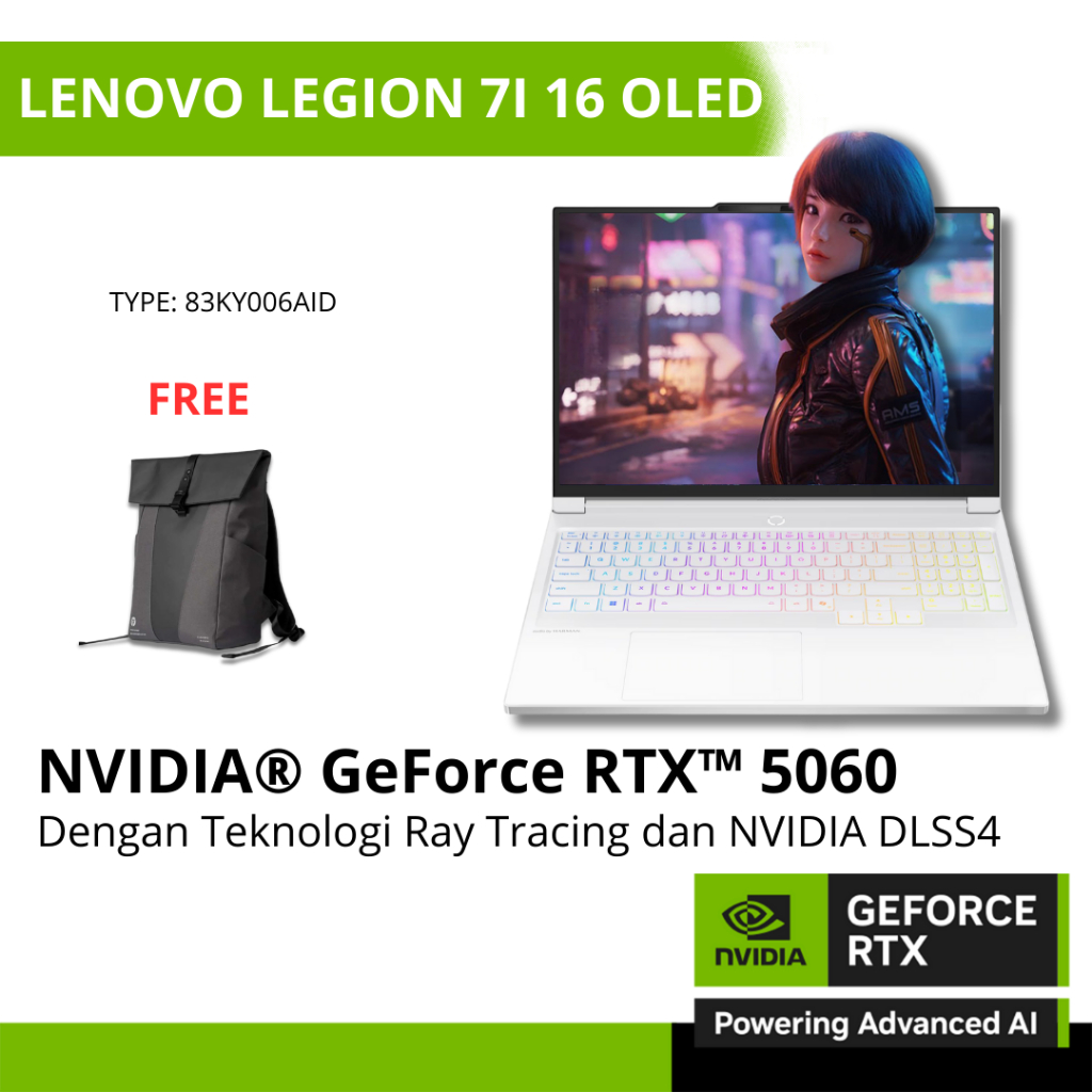 LENOVO LEGION 7I 16 OLED GeForce RTX5060 8GB - ULTRA 7 255HX RAM 32GB SSD 1TB Windows 11+Office +M36