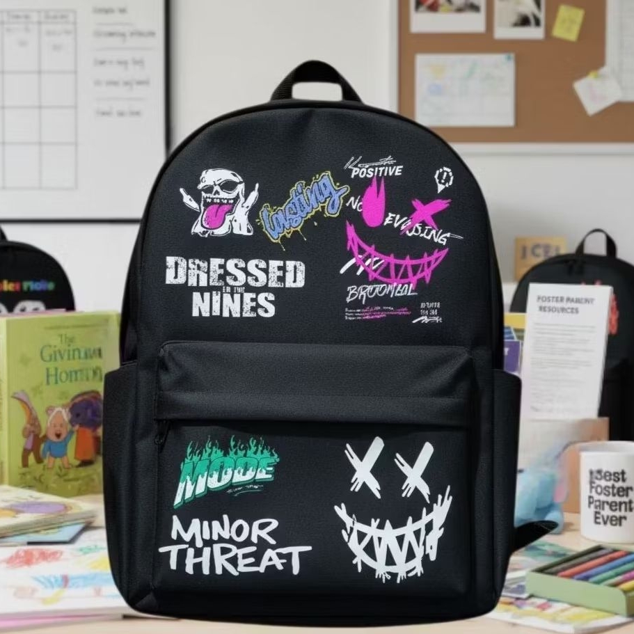 Tas ransel Sekolah pria wanita tas distro metal grafiti