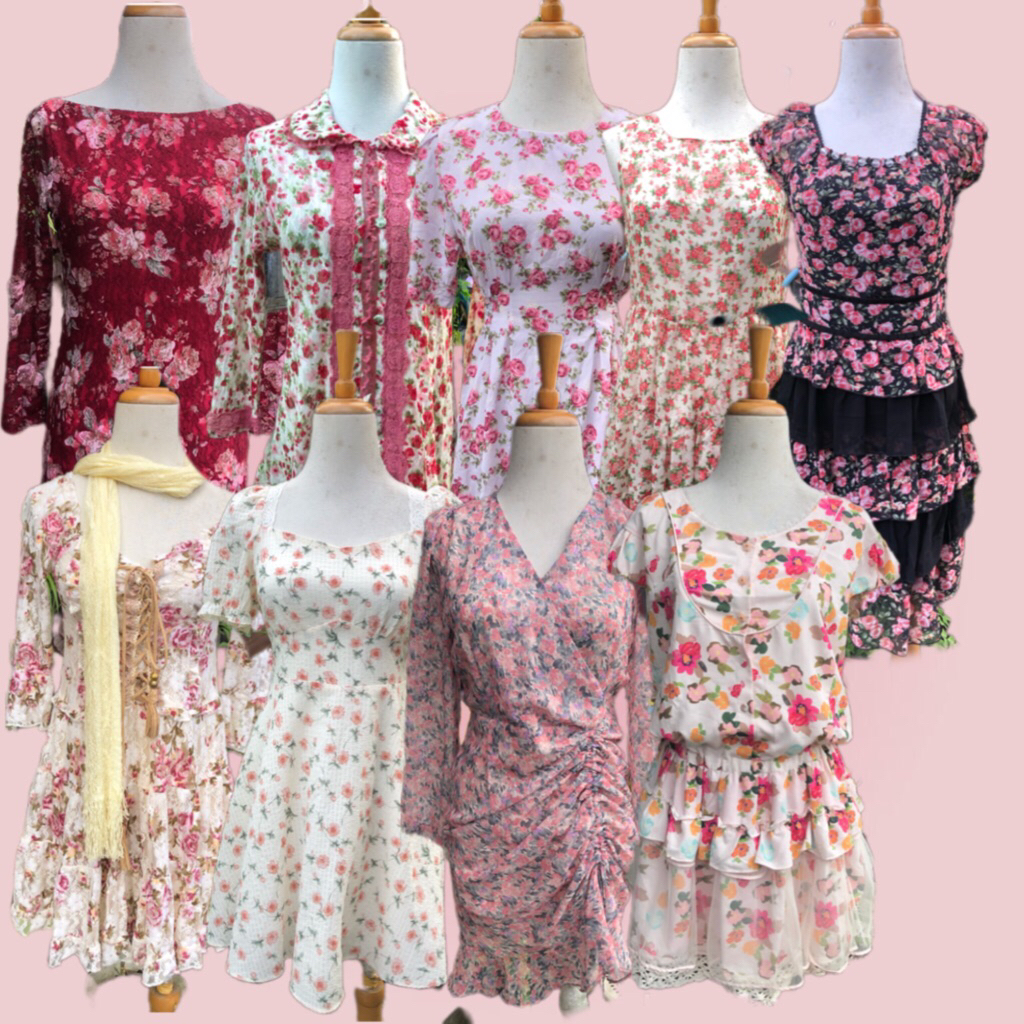 dress bunga, coquette, dress summer, vintage, sawako, 2000s, 90s, yearbook outfit, korean dress