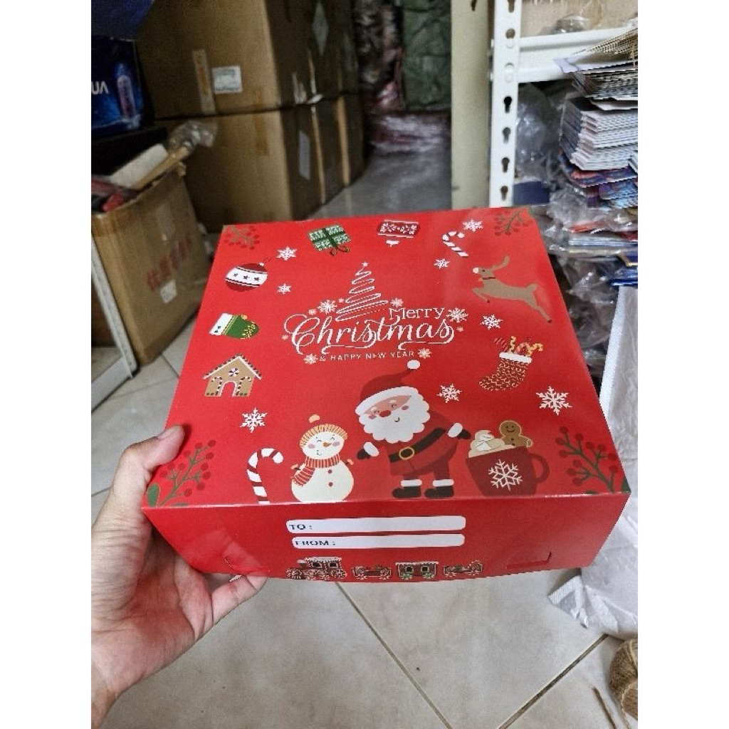 Christmas Box Natal 22x22 x8cm Box Natal Kue bOlu Box Natal Kue Lapis Box Natal Brownies Kotak kue N