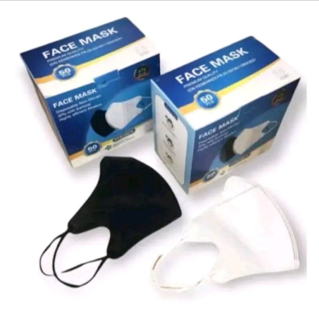 COD 1BOX masker duckbill facemask putih / hitam isi 50pcs masker penutup wajah
