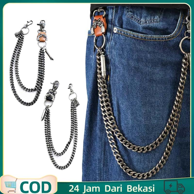 Rantai Dompet Pria Anti Karat Dompet Rantai Rantai Dompet Pria Keren Punk Chain Dompet
