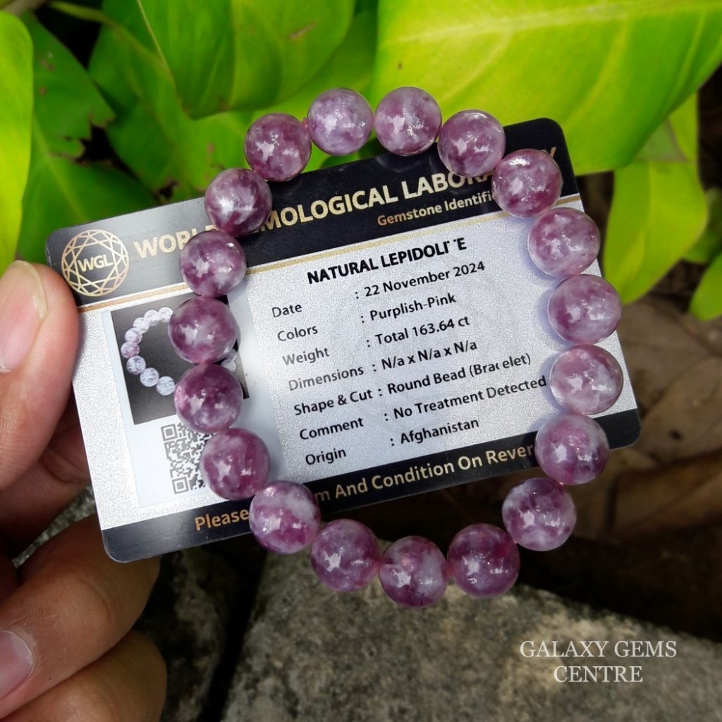 Gelang Batu Permata Batu Lepidolite From Afghanistan Ada Sertifikat Memo