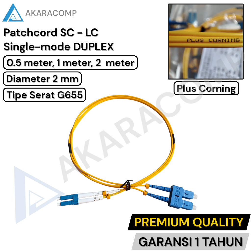 Patchcord Plus Corning SC/UPC - LC/UPC G655 2mm Singlemode Duplex 0.5 meter, 1 meter, 2 meter