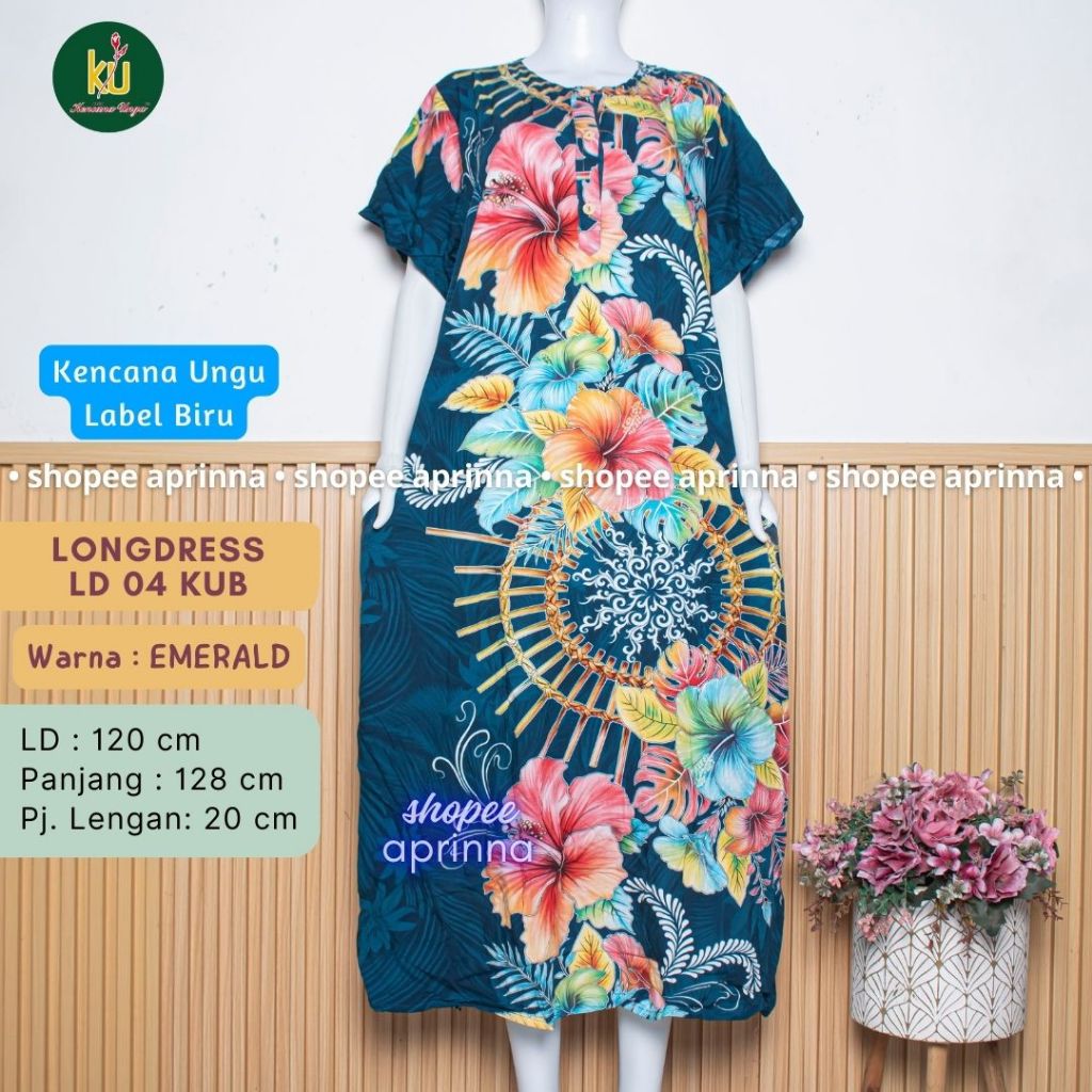 COD LD 04/08 Batik Kencana Ungu Daster Panjang Daster Lengan Pendek Batik Kencana Ungu Asli Original