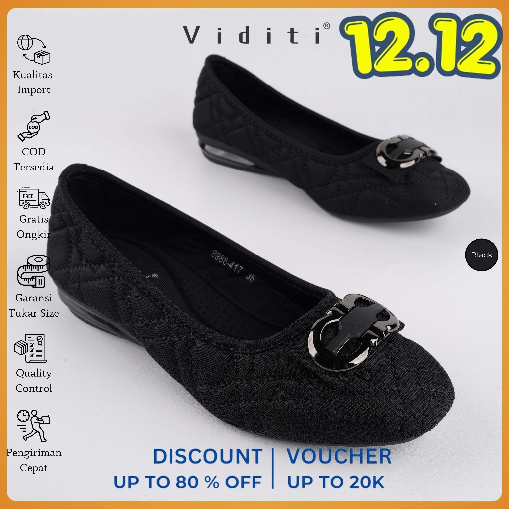 Viditi Yola Flat | Sepatu Import Wanita | Kerja | Kuliah | Flat | Lepes | Hitam | Shoes