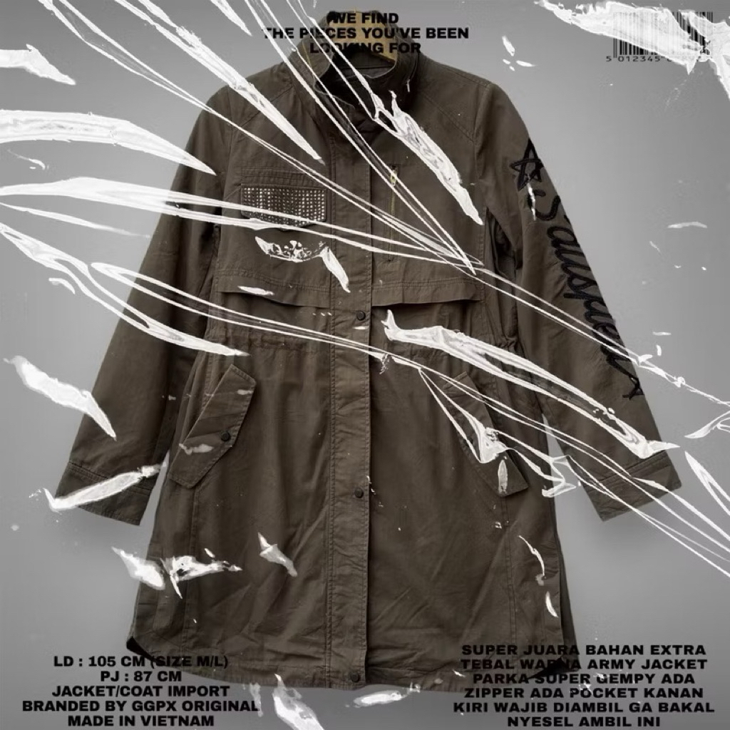 GGPX ORIGINAL KOREAN JACKET PARKA PREMIUM/JACKET PARKA ARMY BAHAN JEANS CANVAS KOREAN LOOK/CANVAS JE