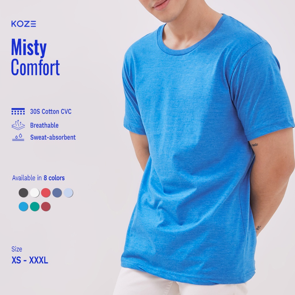 KOZE - Misty Comfort Blue T-shirt - Kaos Polos Biru Misty