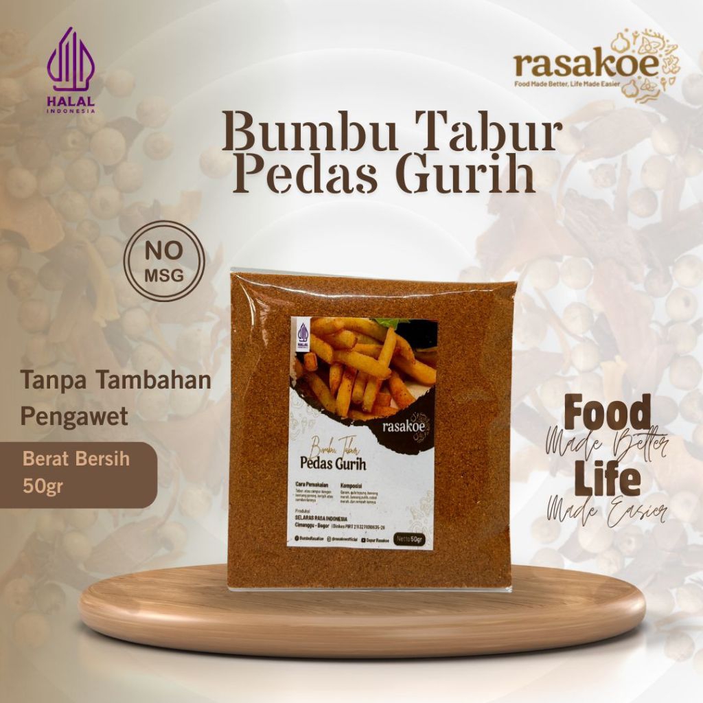 Rasakoe Bumbu Tabur Pedas Gurih Non MSG 50 Gram - Halal, Praktis & Tanpa Pengawet