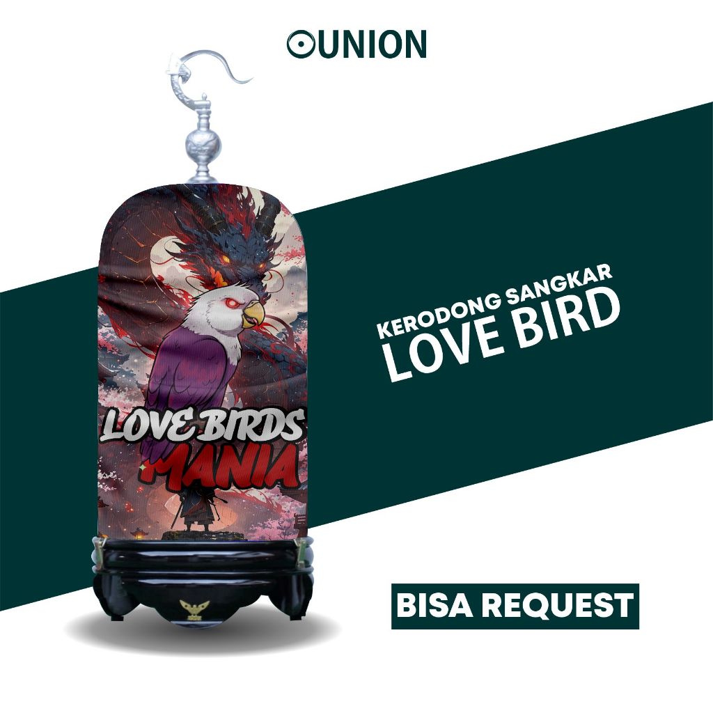 Lovebird  Kerodong Custom Full Printing Bahan Jersey Kandang Burung