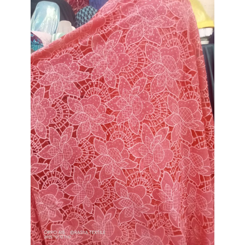 bahan brukat organza premium bahan brukat motif Prada meteran bahan katun brukat import bahan brukat