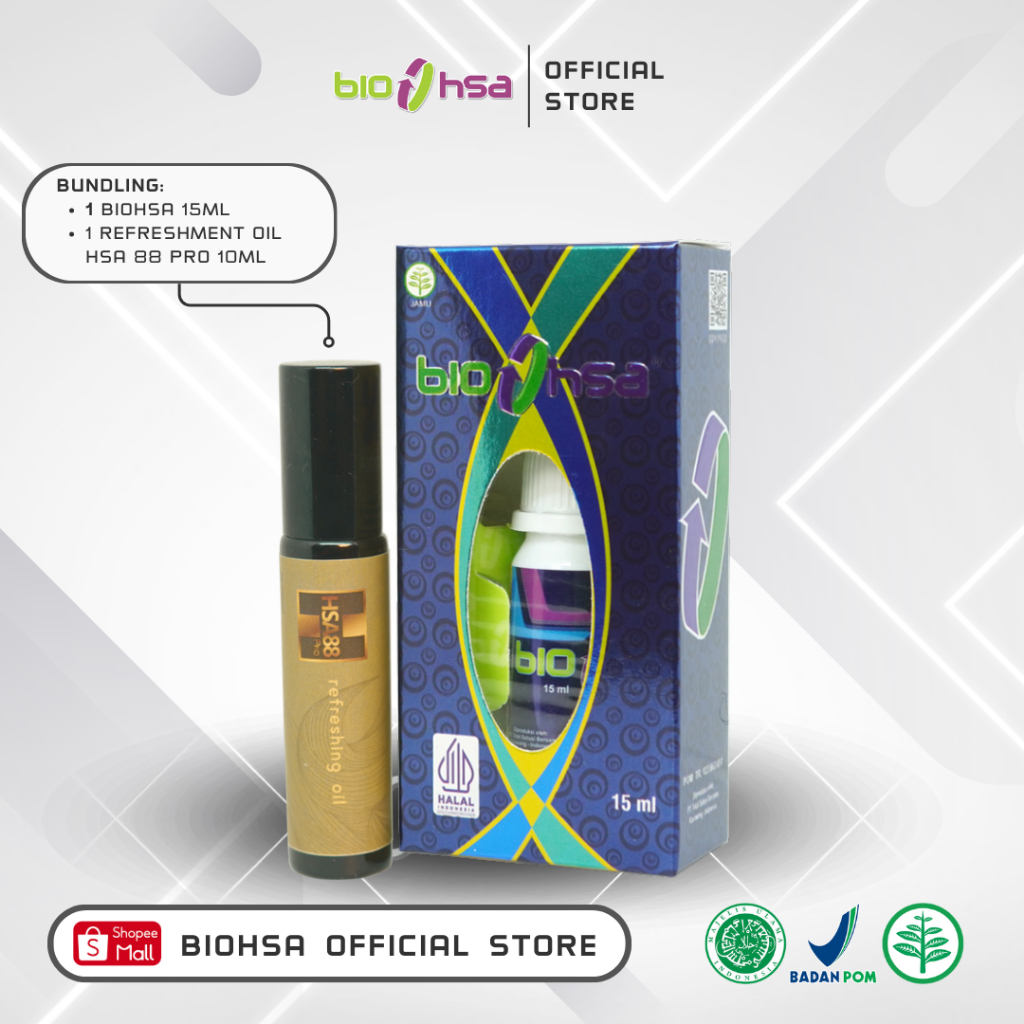 BIO HSA & HSA 88 PRO [Bundling 1 Jamu Tetes BioHSA 15ml + 1 Refreshing Oil HSA88 PRO 10ml]