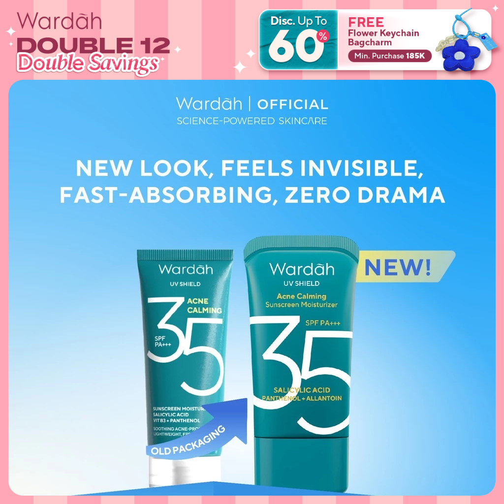 Wardah Sunscreen UV Shield Acne Calming Serum SPF 35 PA++++ - Untuk Kulit Komedo, Jerawat, Bekas Jer