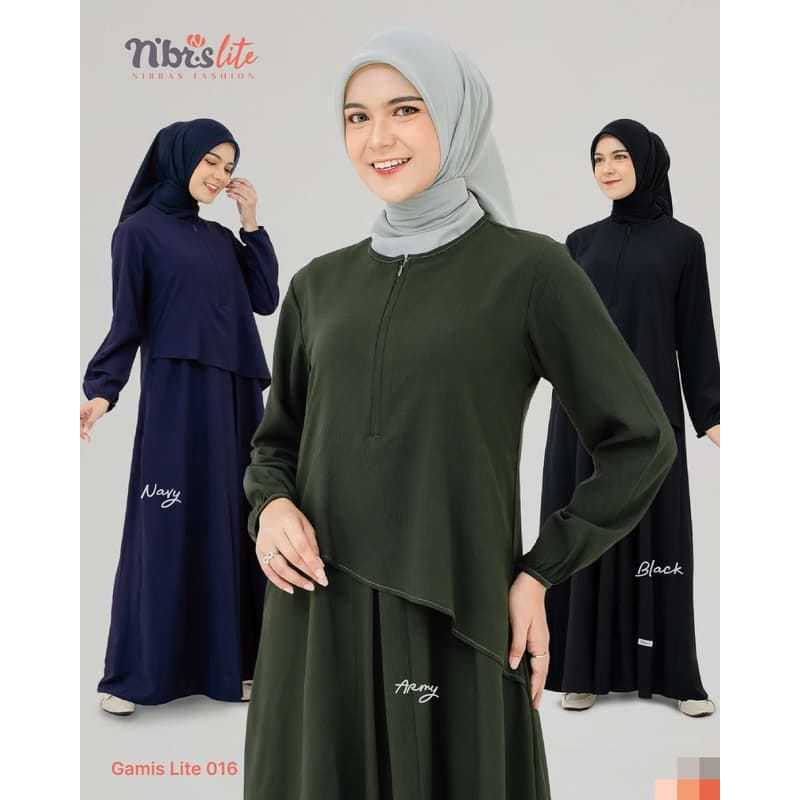 NIBRAS - Gamis lite 016 /Gamis Polos Navy Nibras / Moshi Square, Busui Friendly, Gamis Harian
