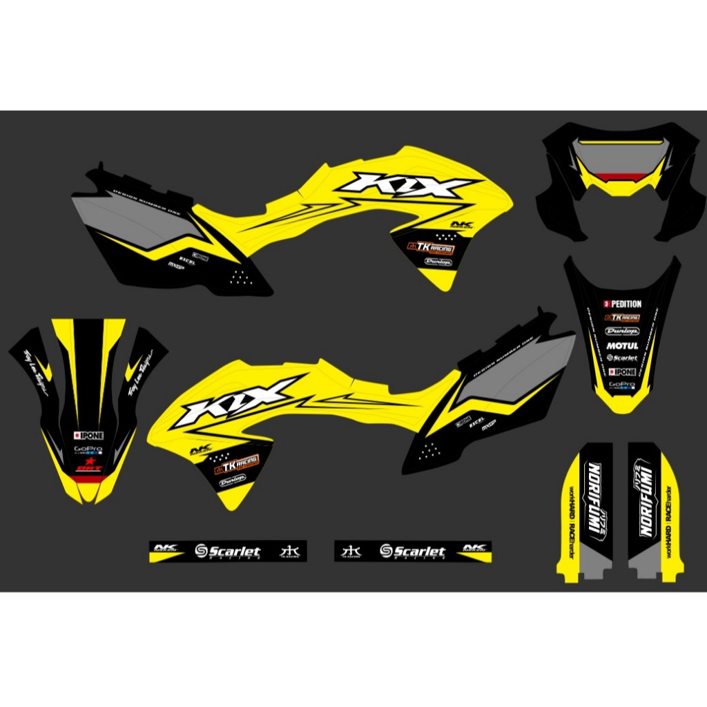 Decal Stiker Klx Bf 150 Kuning Hitam Dekal Striping Sticker New Klx  Bf Extreme 2018 A3-137