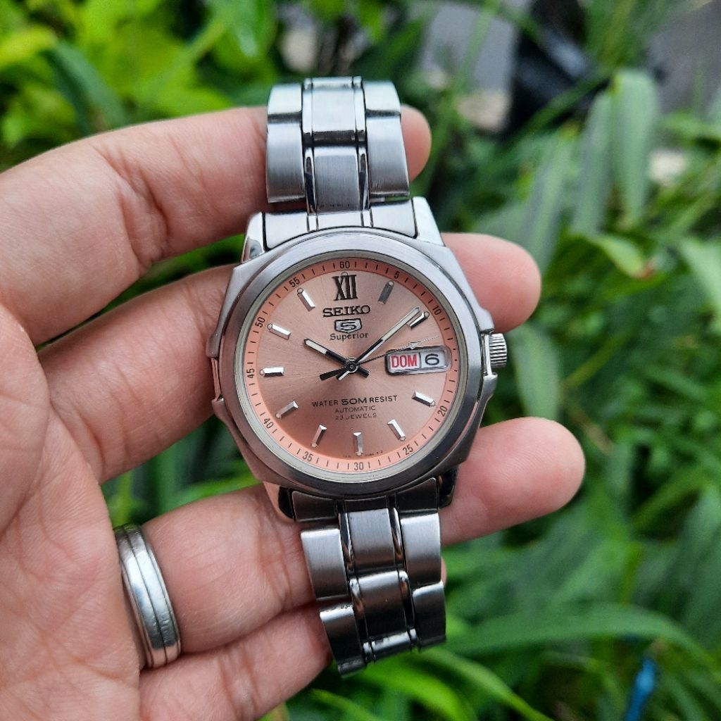 RARE  Seiko 5 Superior SKZ101K1 Salmon Dial SKZ101 7S36-0150 not Whirlpool