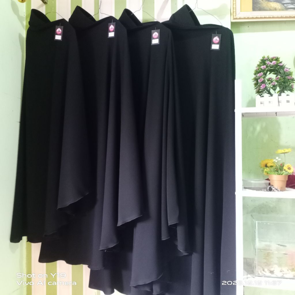 Jilbab jetblack Khimar jetblack khimar syar'i jilbab hitam akhwat