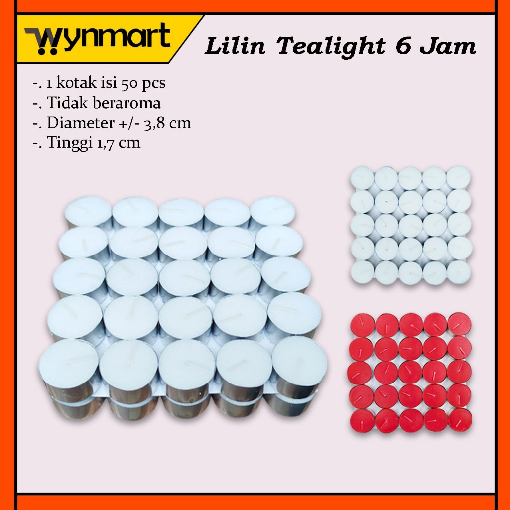 Lilin tealight / Lilin kaleng 6 jam isi 50 pcs