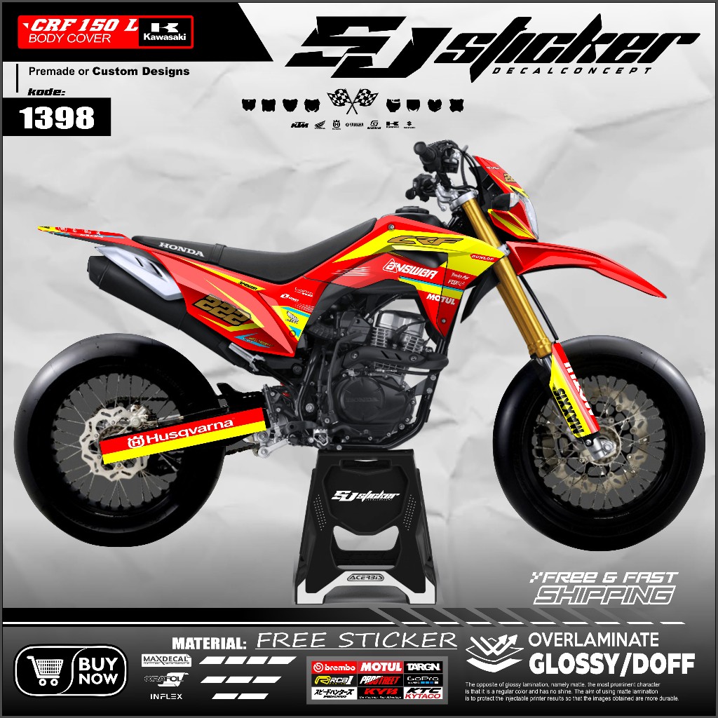 1398 Decal Crf 150L LIST KUNING Dengan Pilihan Warna Lain Sticker Fullbody