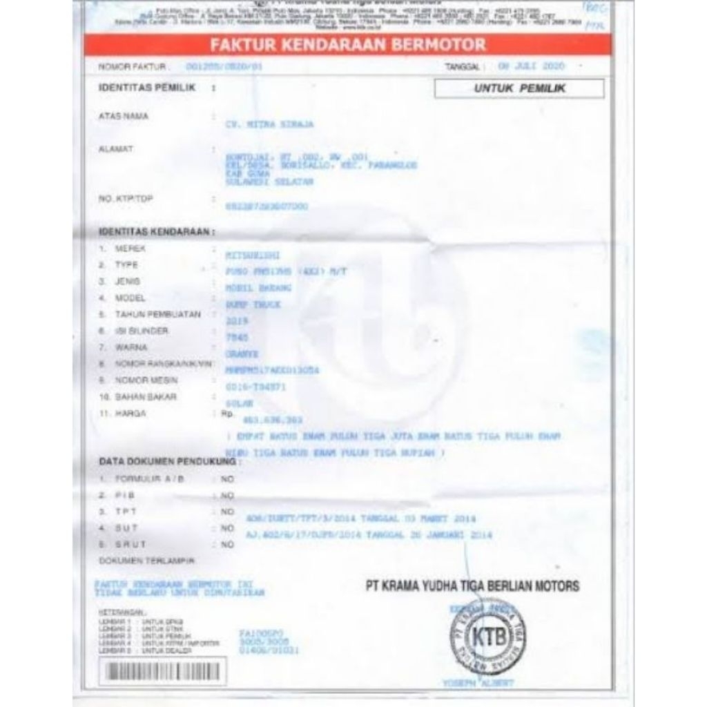 Terbaik Faktur Kendaraan bermotor