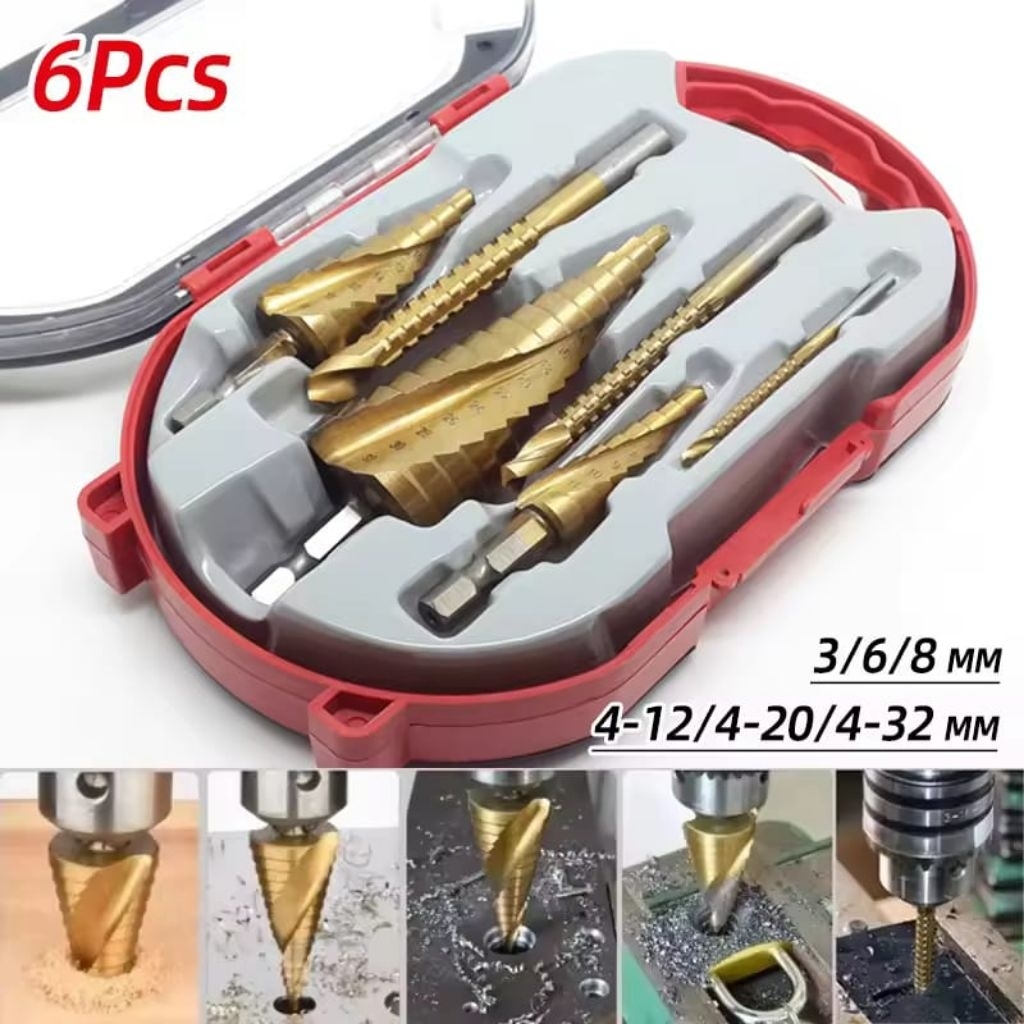 Mata Bor Multi Step Pagoda 4-32 mm| StepDrill Bits Size Ukuran 4-32mm promo termurah