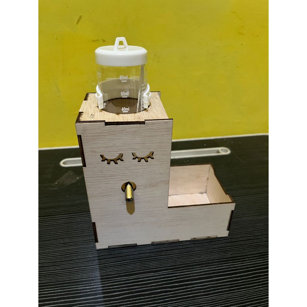 Dispenser Botol Minum Hamster - Tempat Makan Hamster - Bahan Kayu