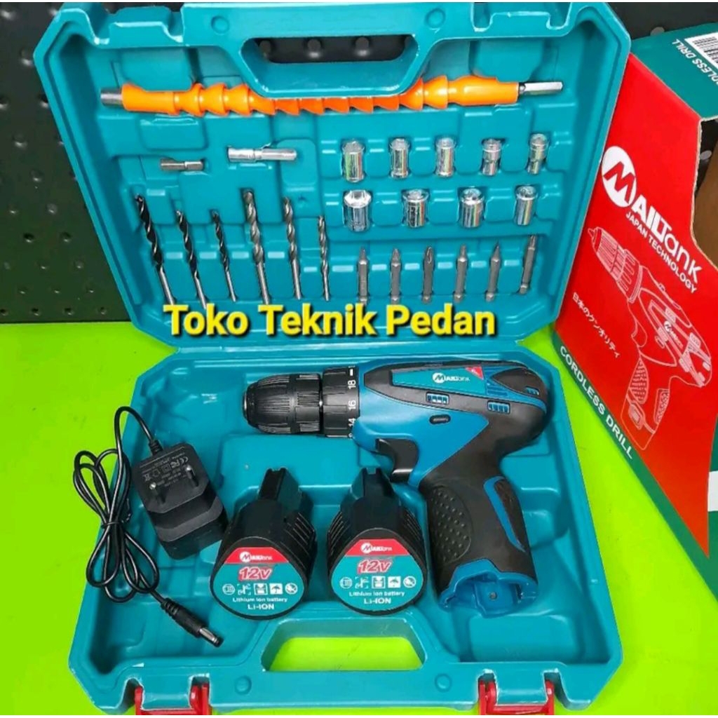 Mailtank SH191 Mesin Bor Baterai Cordless Drill 12V Mailtank, Bor Cas 2 Baterai