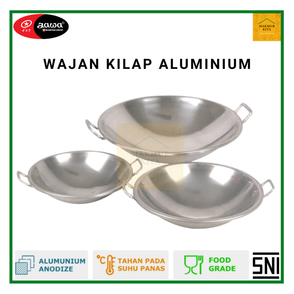 Wajan Penggorengan Jawa Maspion 22 24 26 28 30 32 35 38 41 46 50cm Aluminium / Kuali Wok Stainless S