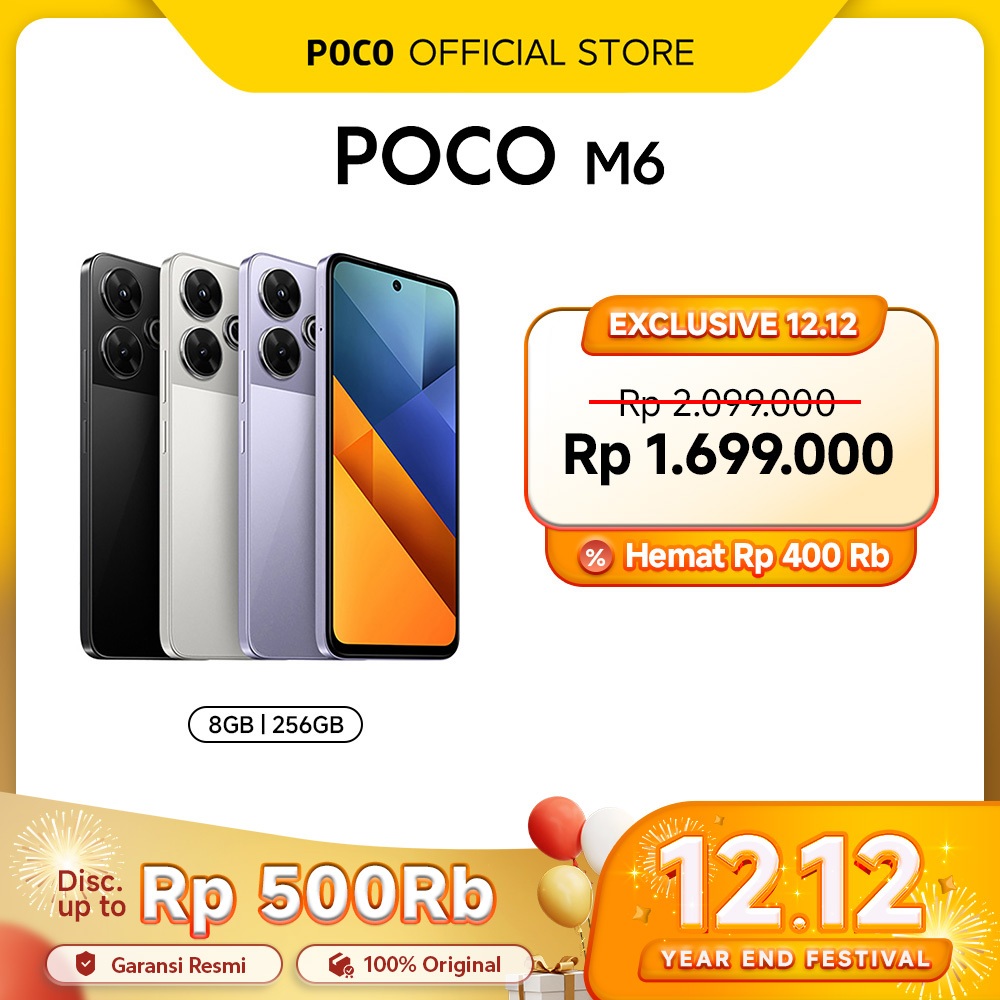 POCO M6 (8GB/256GB) | Kamera utama 108 MP kelas pro | Helio G91-Ultra yang tangguh [ Official Store 