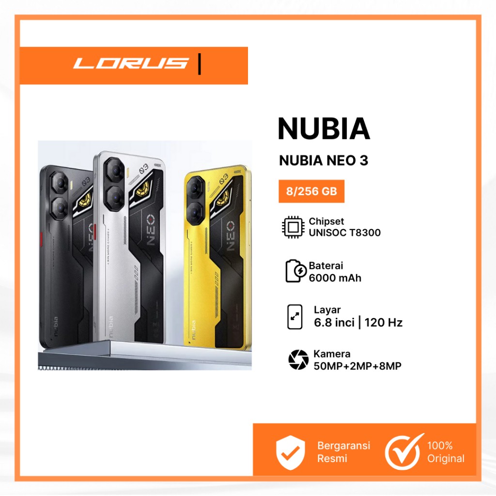 Nubia Neo 3 8/256GB 5G l UNISOC T8300 l Pengisian cepat 33W