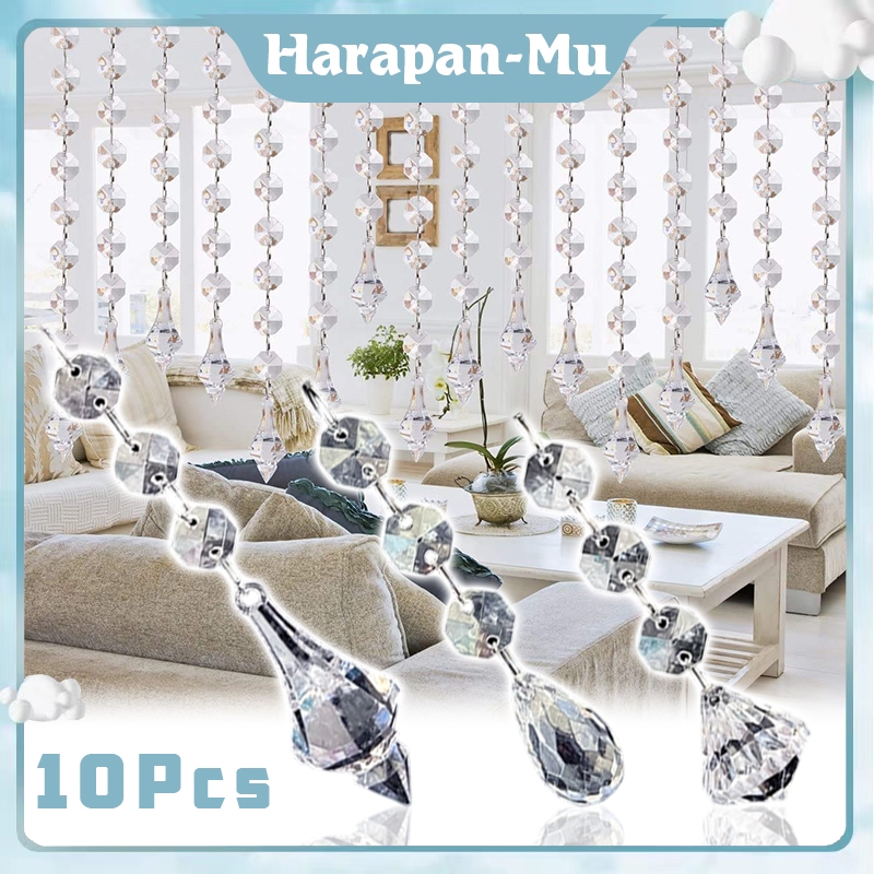 Isi10 Tirai Crystal Acrylic Tirai Manik Kristal Kaca Tirai Manik Kristal Mengkilap