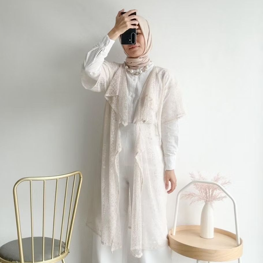 Emikoawa - Outer Lace Brukat Brokat Wanita Outer Kondangan Atasan Blazer Atasan Wanita Muslim Baju P