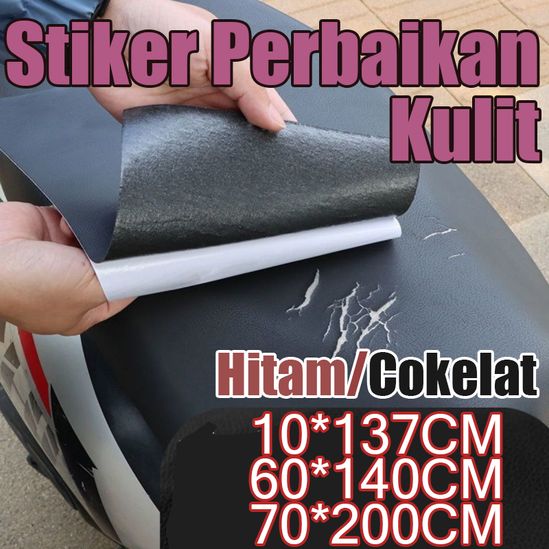 Stiker Kulit Sintetis Hitam - Penambal Bolong Jok Motor Sofa Kursi Tas