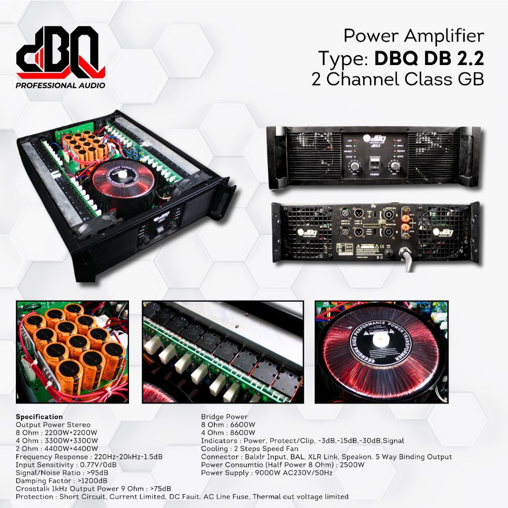 POWER AMPLIFIRE DBQ / DBQ DB-2.2 / POWER 2 CHANNEL / POWER CLASS GB