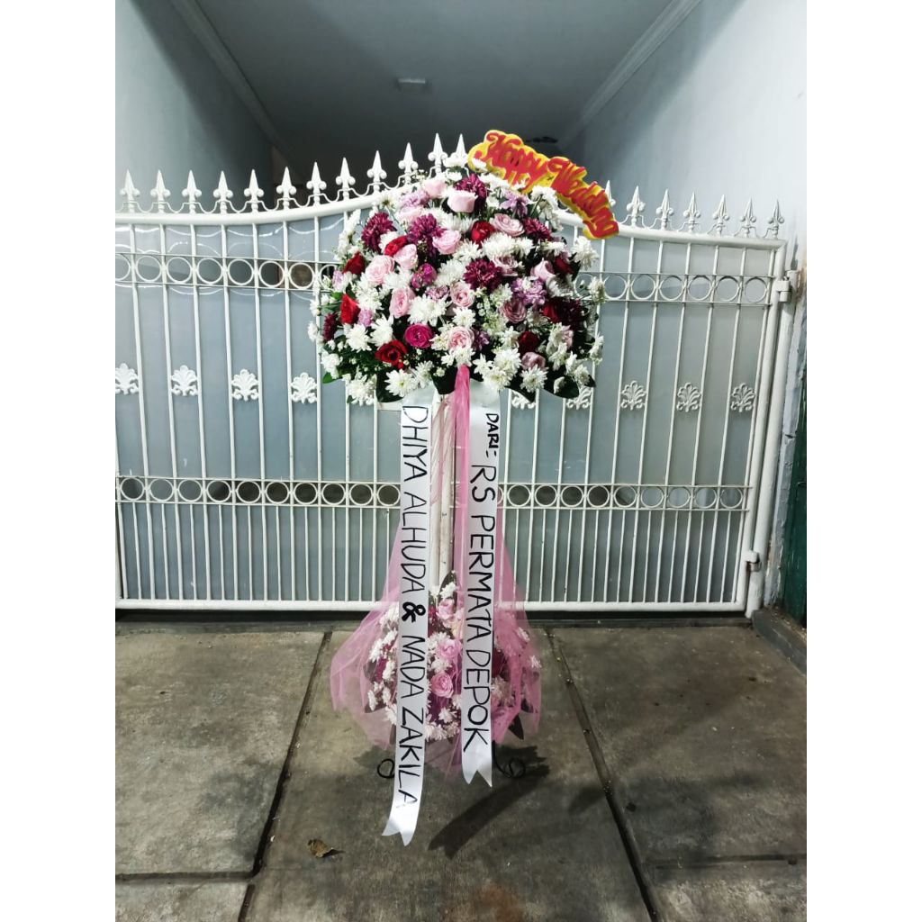 Standing happy wedding,karangan bunga Happy wedding