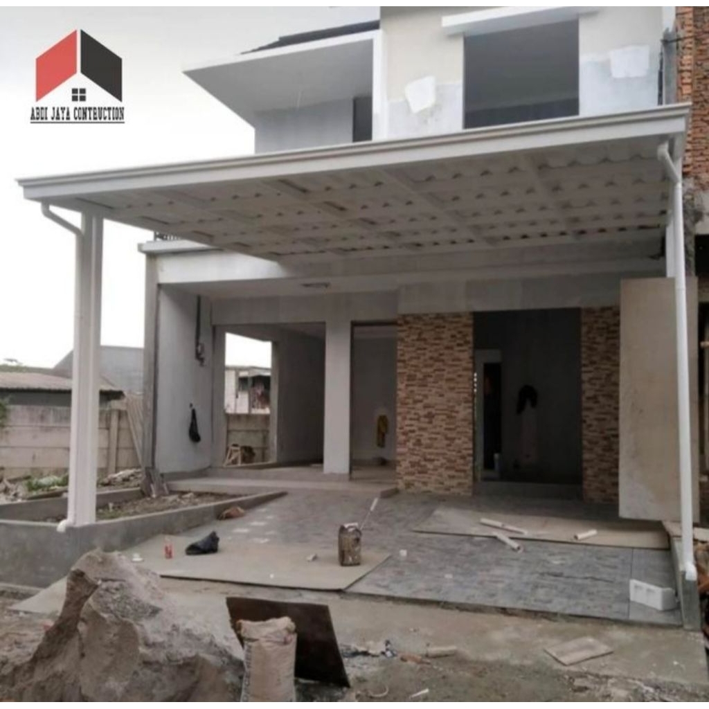 Kanopi besi hollow galvanis atap alderon minimalis