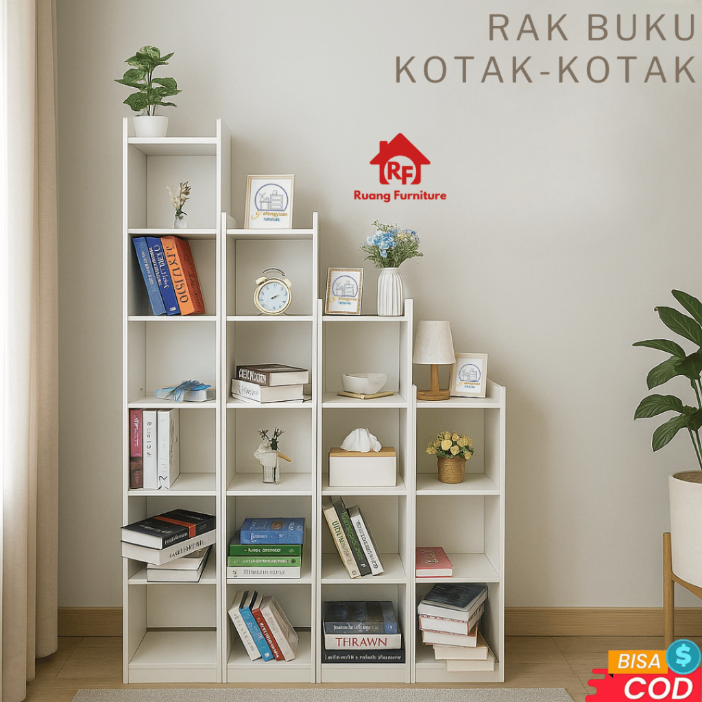 Rak Susun Kotak Serbaguna Rak buku Susun Minimalis Aesthetic Rak Susun Serbaguna Kayu MDF Lemari Paj