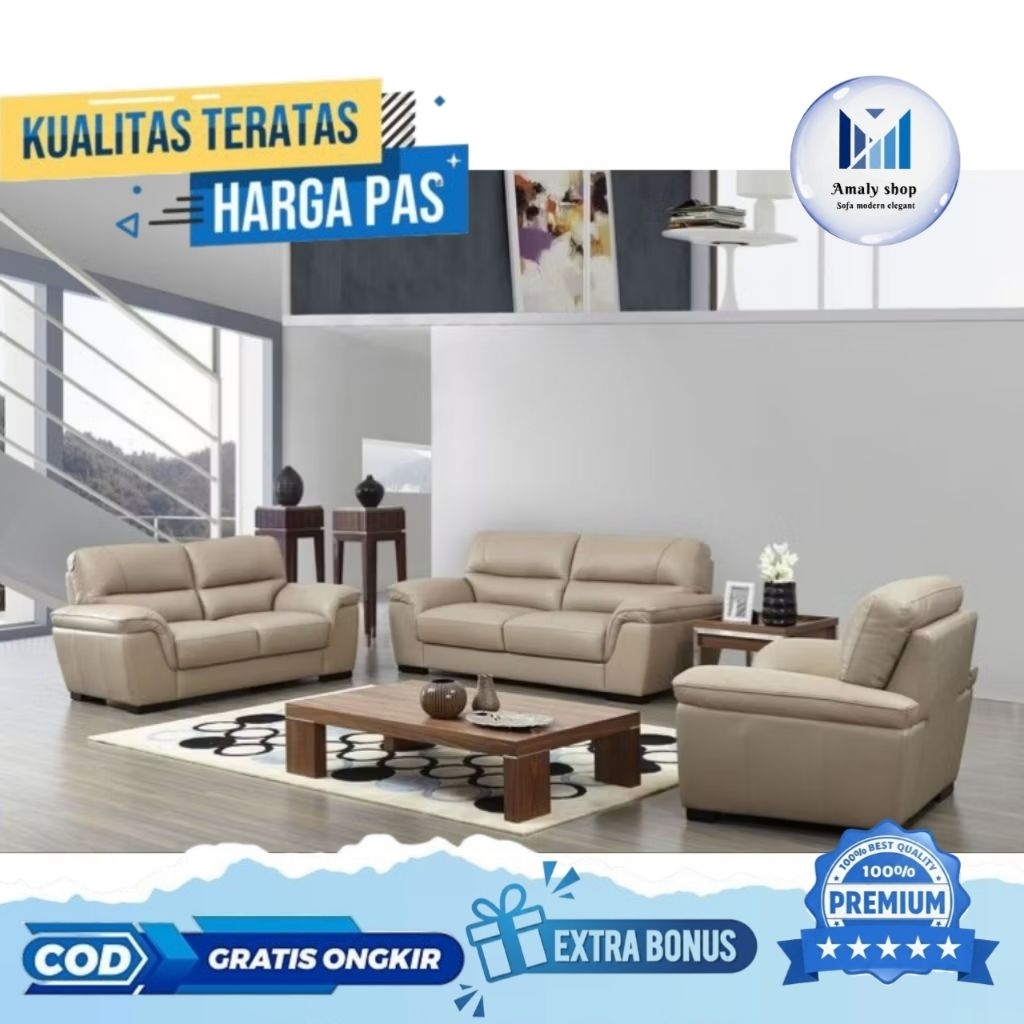 Sofa Kulit 221 Sofa Modern Ruang Tamu Keluarga Sofa Kantor Premium