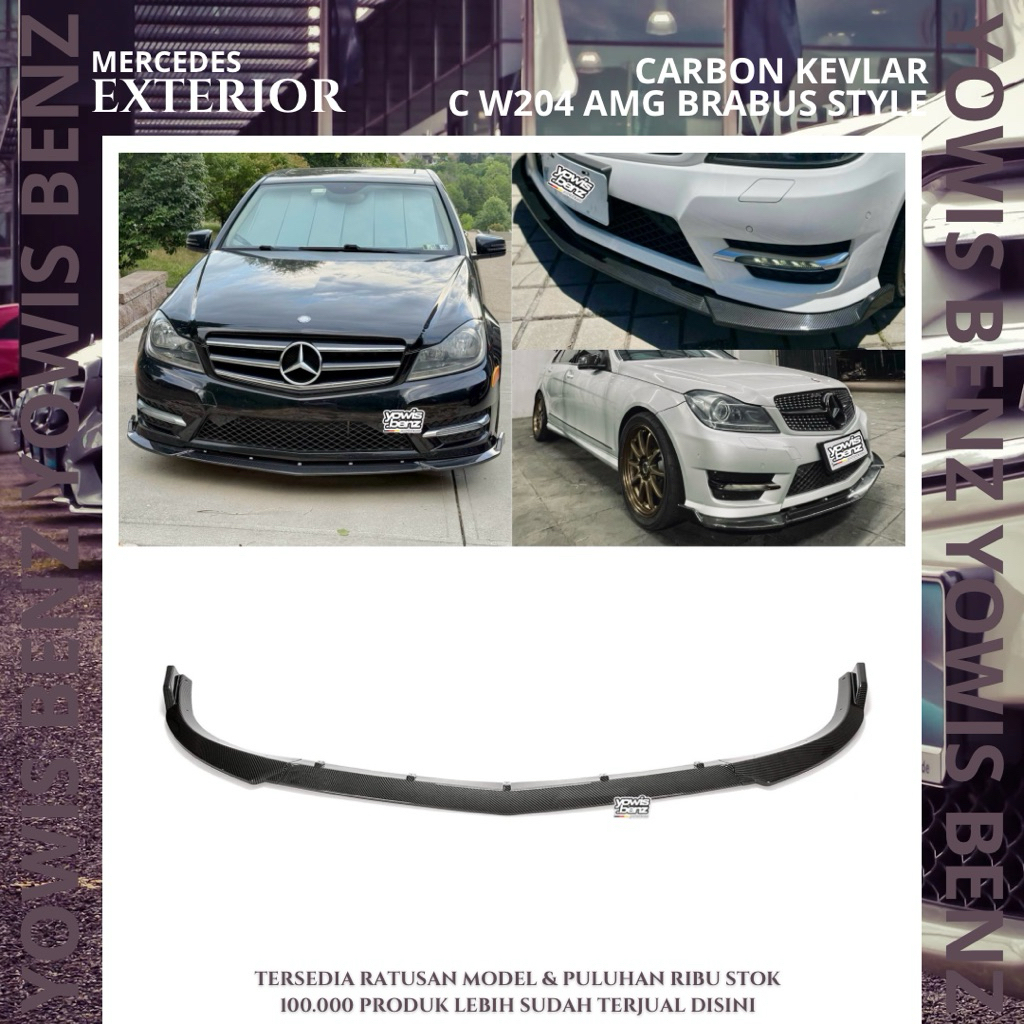 LIPS BRABUS STYLE W204 AMG REAL CARBON LIP FRONT BUMPER WING SPOILER CANARDS SIRIP DRY KARBON SPLITT