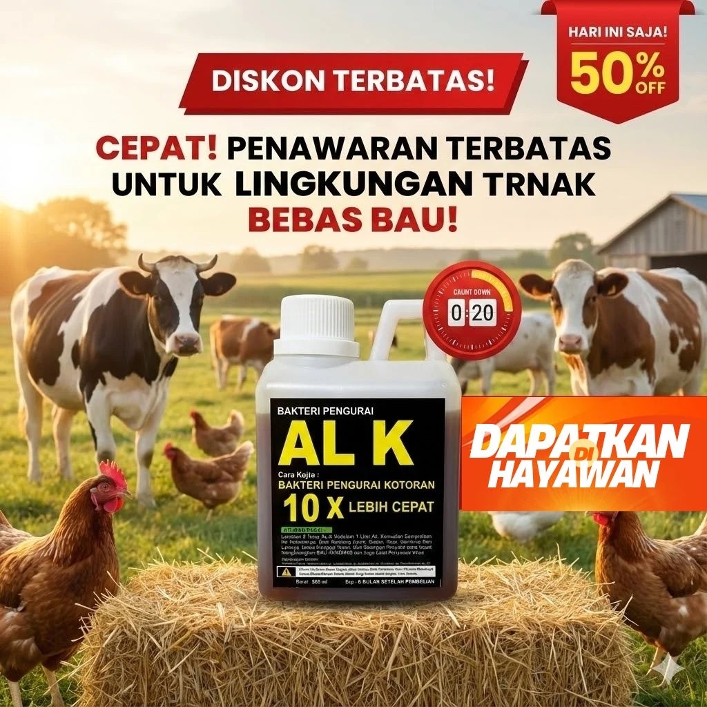 AL K BAKTERI -  PAKET 2 PCS Pengurai Kotoran & Penghilang Bau Kadang Ternak