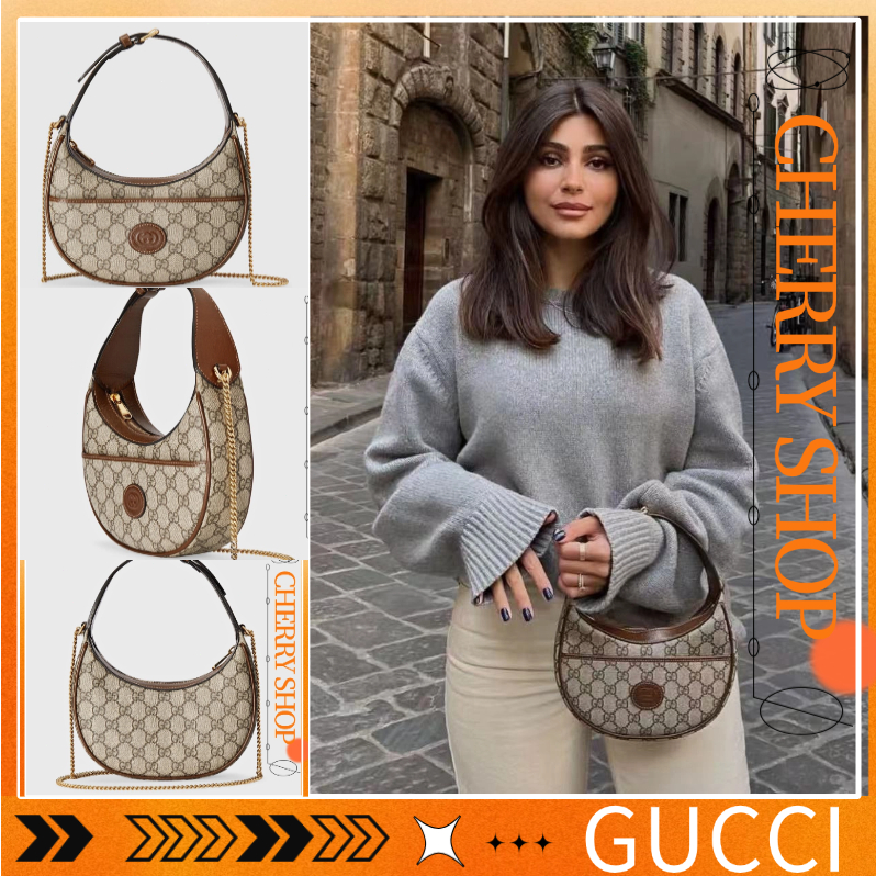 100% authentic Gucci GG half-moon-shaped mini bag Tas Wanita / Tas Tangan / Tas Selempang