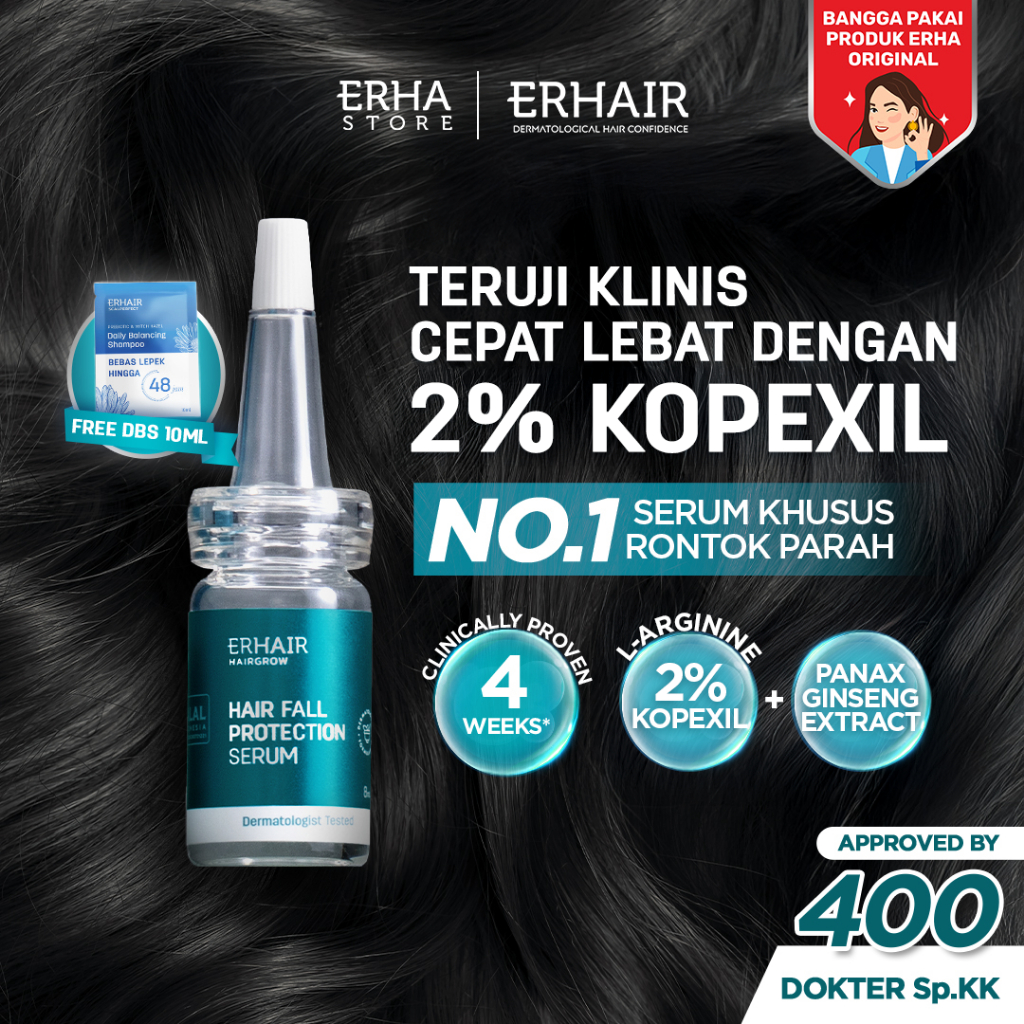 ERHAIR HairGrow Protection Serum 7x8 ml with 1.5% Kopexil - Serum Panax Ginseng Mengurangi Rontok | 