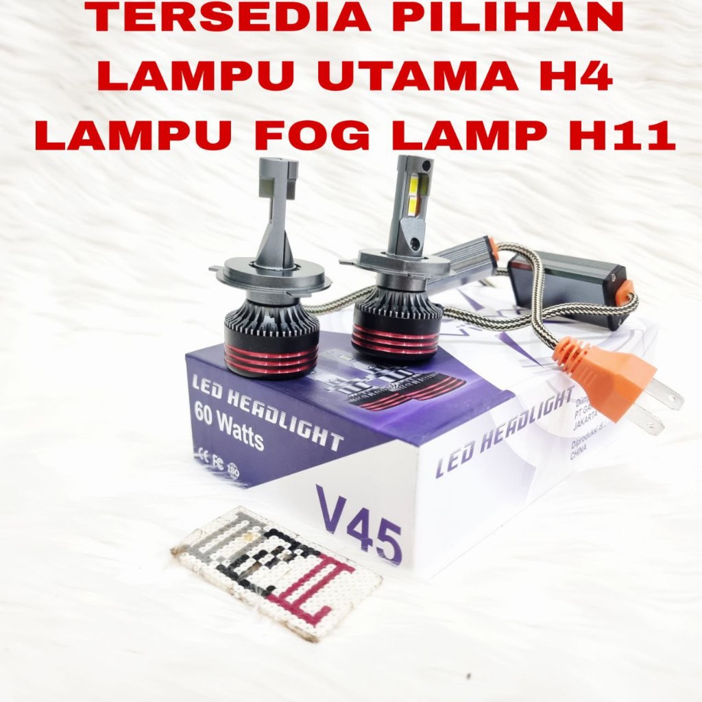 Bohlamp lampu utama mobil 60 watt h4 v45 vinyx dan lampu led foglamp v45 h11 vinyx kabut fog lamp ca