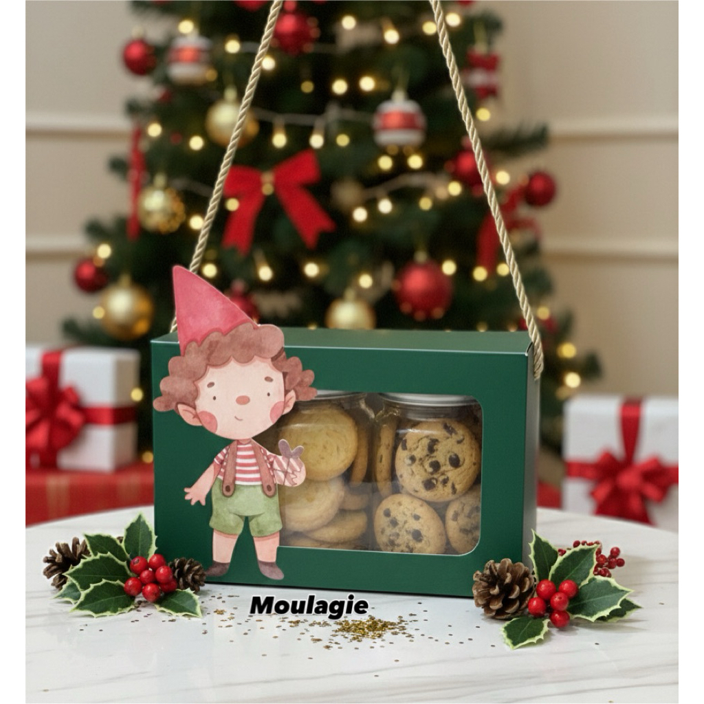 BOX HAMPERS NATAL KUE KERING ISI 2 & 3 TOPLES JAR TABUNG 300ml 400ml 600ml / BOX HANDLE CHRISTMAS / 