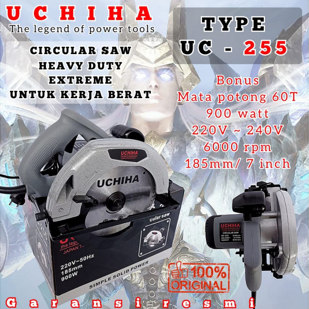 UCHIHA /UC255 / Circular Saw UCHIHA UC255 Mesin Potong Gergaji Kayu 7" Mod/ FULL BONUS Lengkap