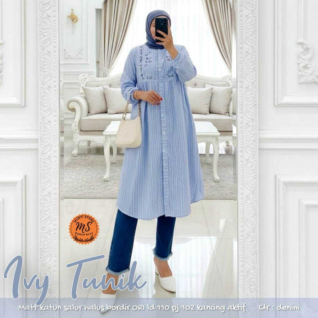 Ivy Tunik Katun Halus Bordir Ori